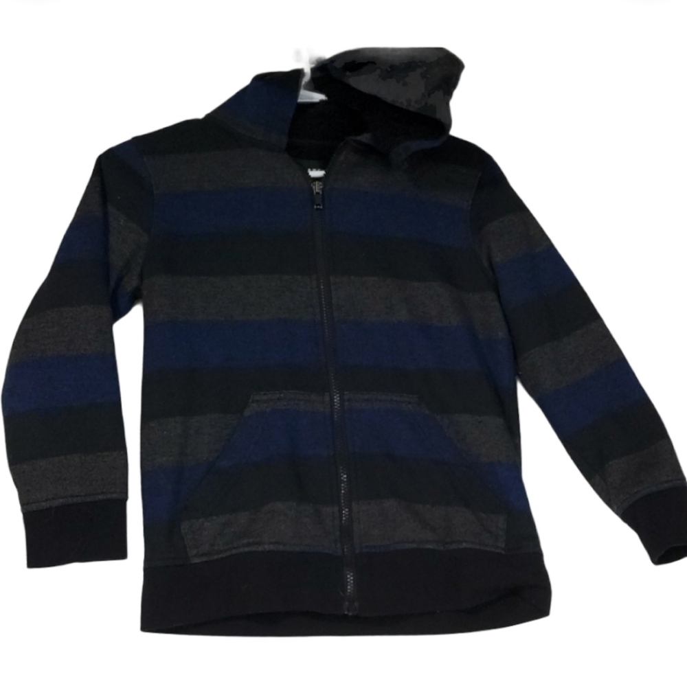 Hawk Striped Hooded Jacket Size S Bllue Gray  *